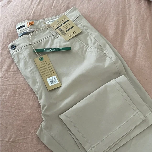 Tailor Vintage Khaki Straight Chino Pants - Neutral Beige - Picture 2 of 5